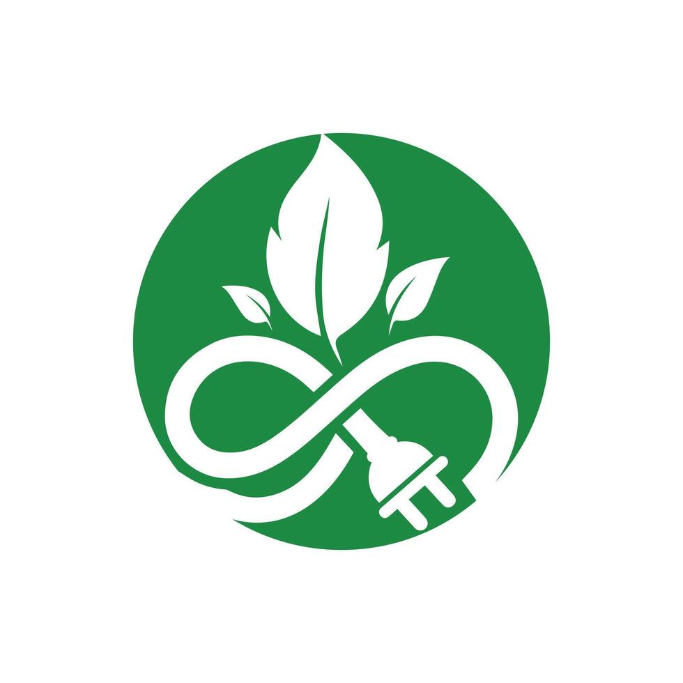 Sustainable Energy Icon with Leaf and Plug Design vector