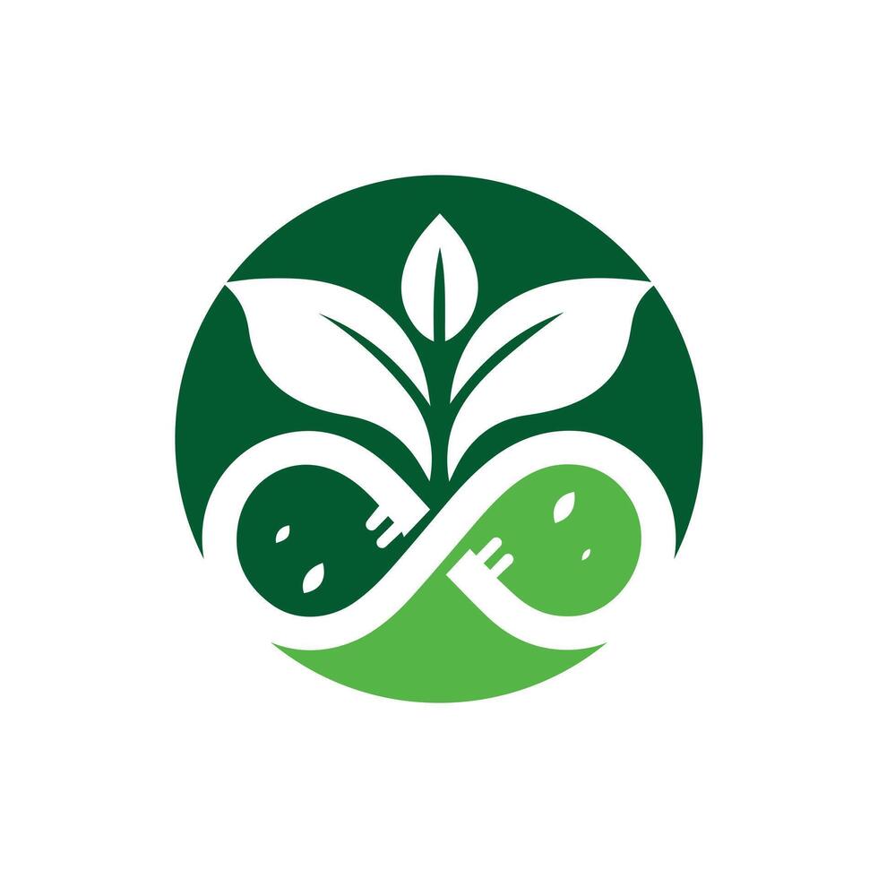 Eco-Friendly Logo Design with Leaf and Plug Elements vector