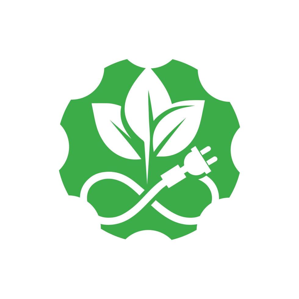 Green Energy Symbol with Leaf and Electric Plug Design vector