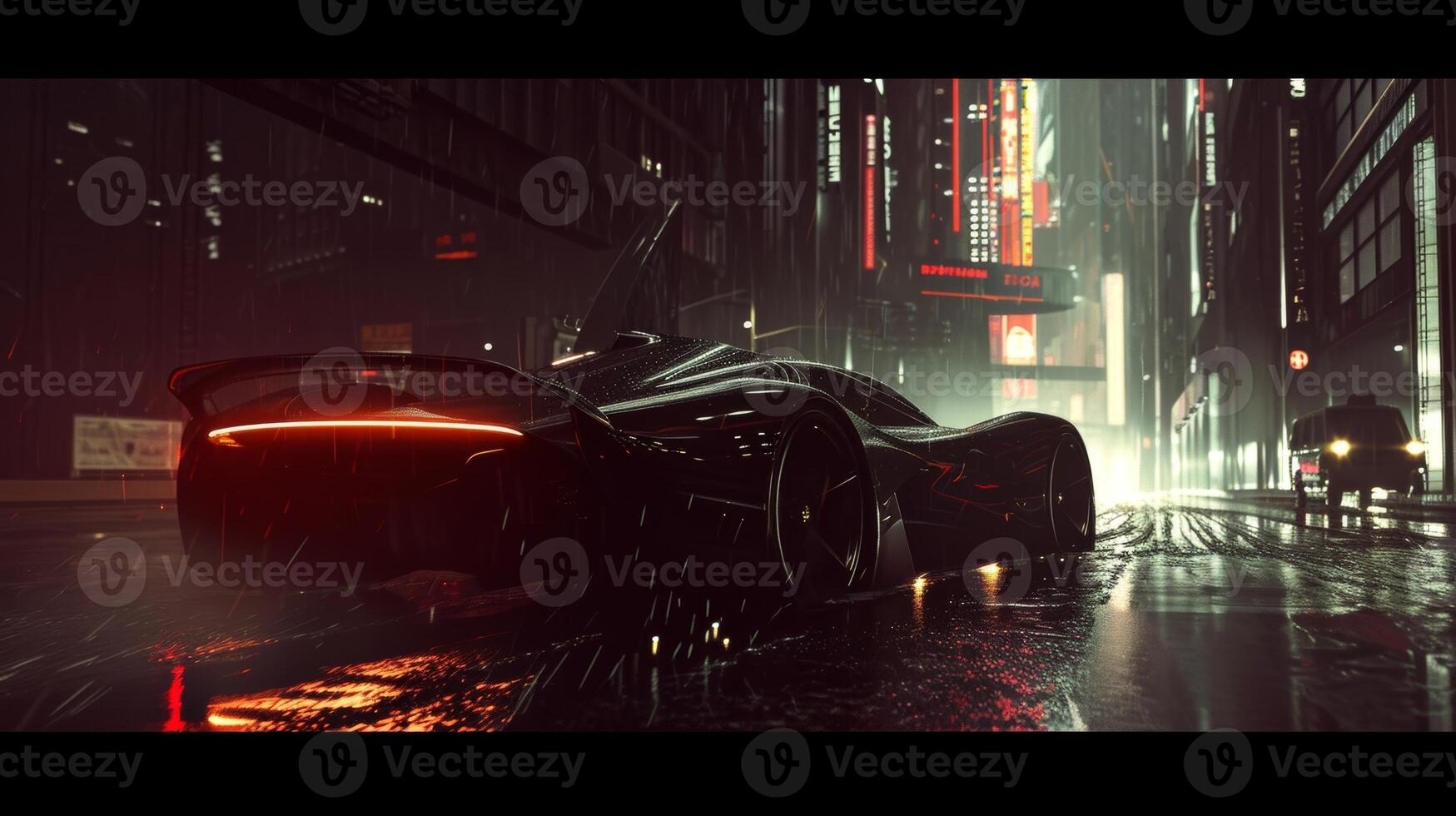 The ethereal quality of light and shadow in an urban setting as the headlights of ping cars illuminate the otherwise dark and shadowy streets photo