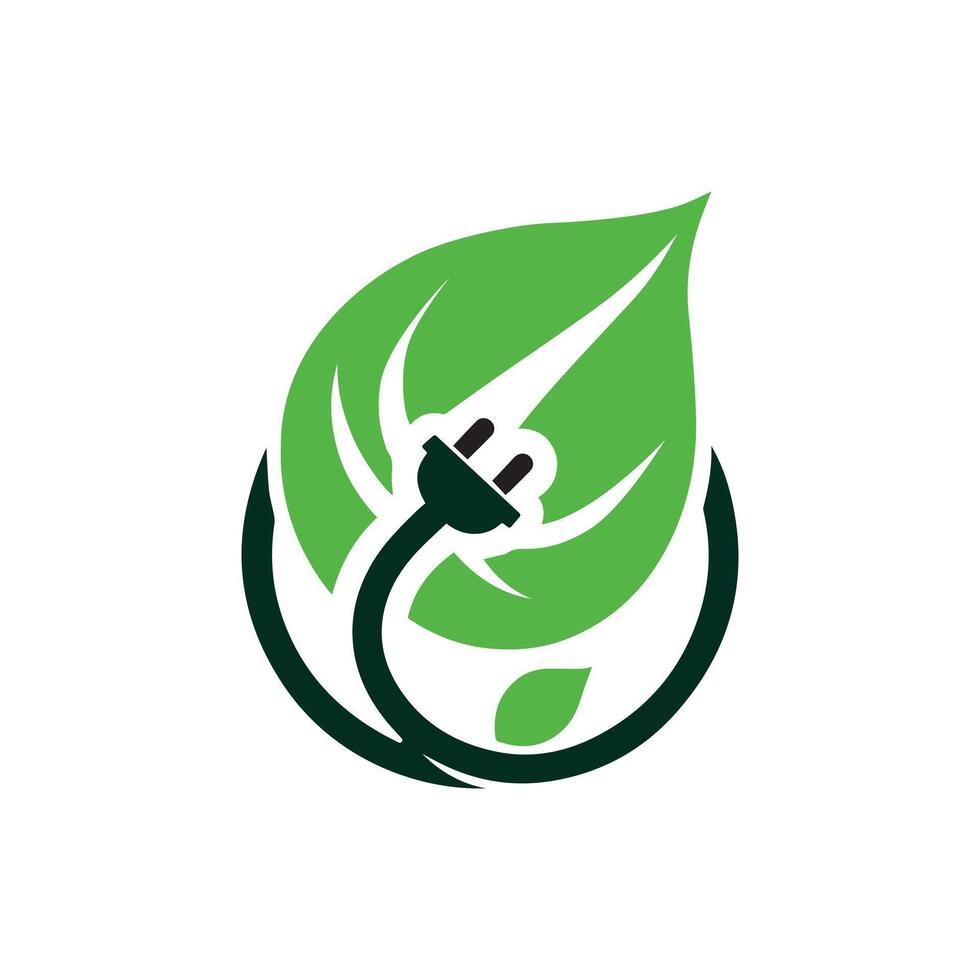 Eco-Friendly Energy Concept with Leaf and Plug Icon vector