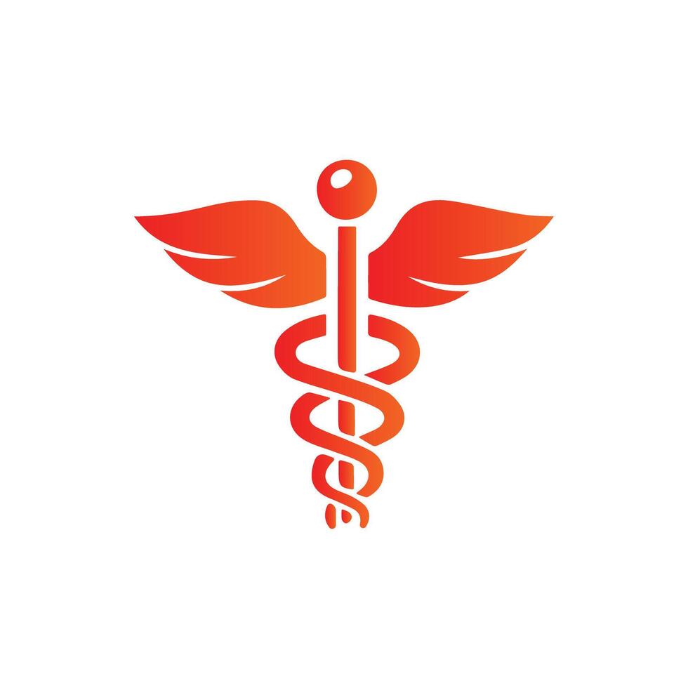 Red Caduceus Medical Symbol with Wings and Staff vector