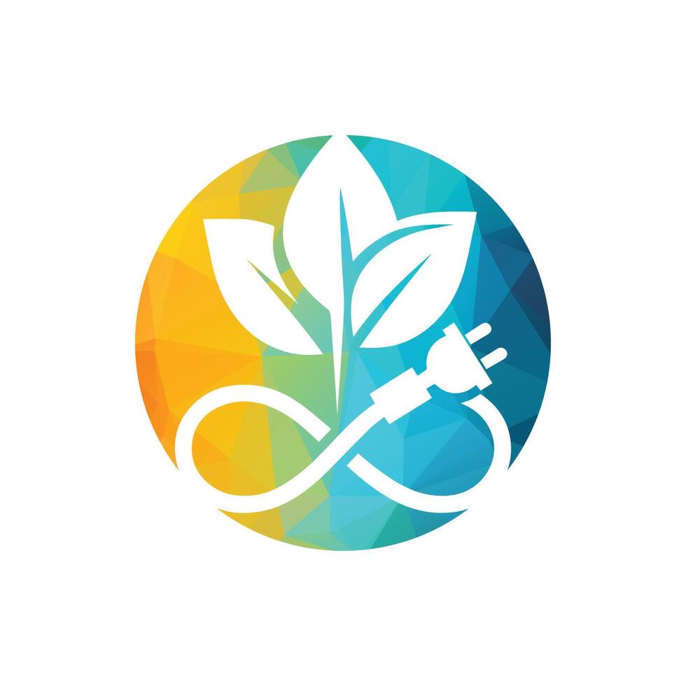 Eco-Friendly Energy Emblem With Leaf And Plug Design vector