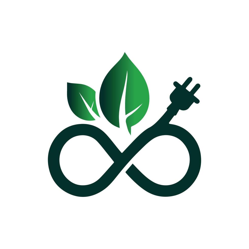Eco-Friendly Energy Symbol with Leaf and Plug Design vector