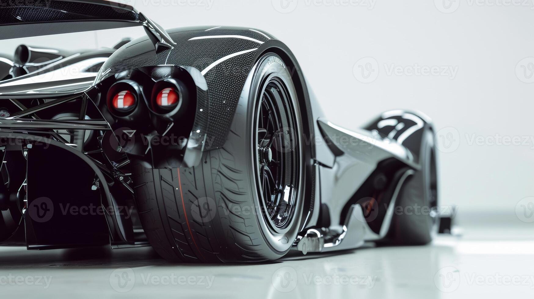 As we zoom in on the underbodys rear section we can see the carefully designed rear per and diffuser working together to manage airflow and reduce drag at the back of th photo