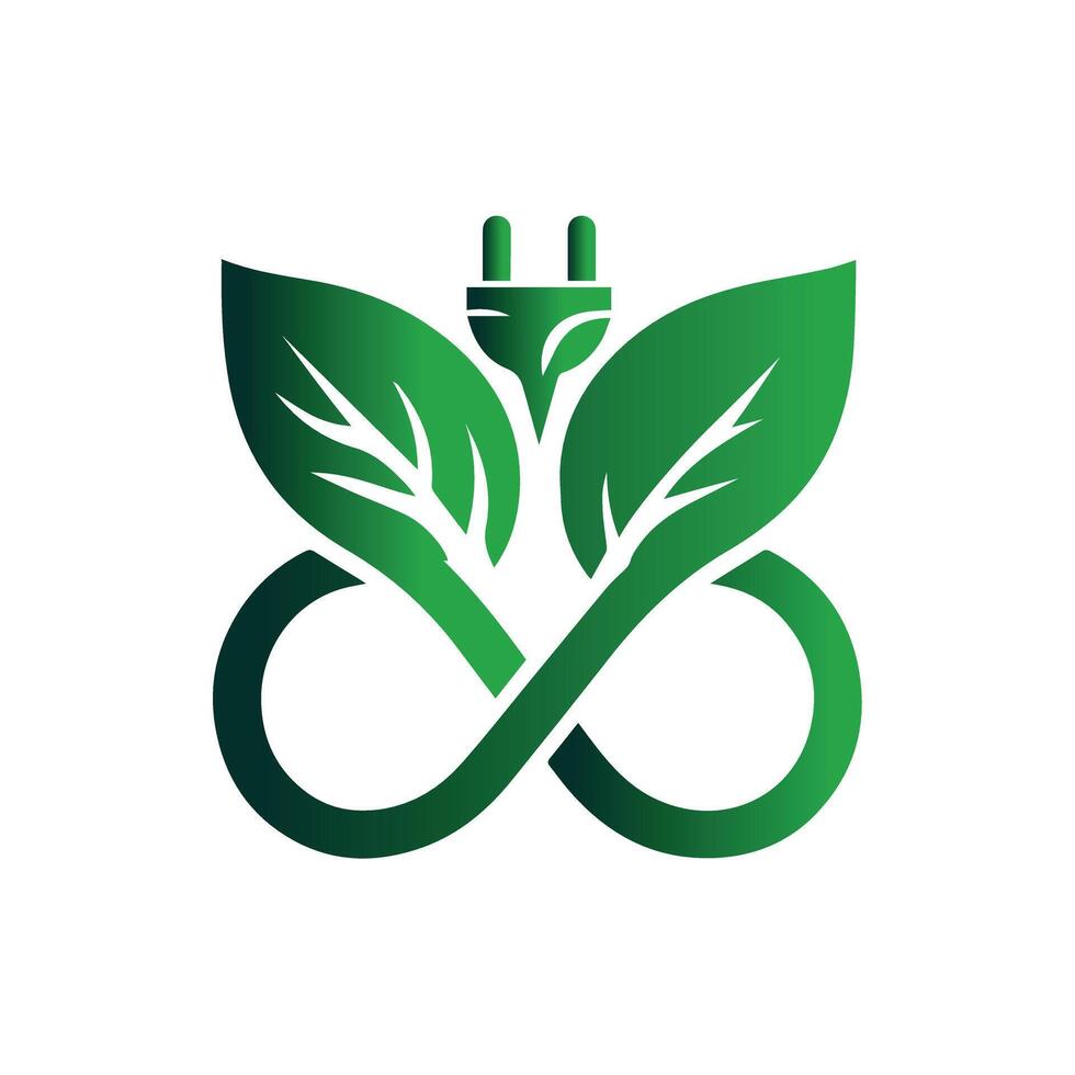 Sustainable Energy Concept with Leaf and Plug Symbol vector