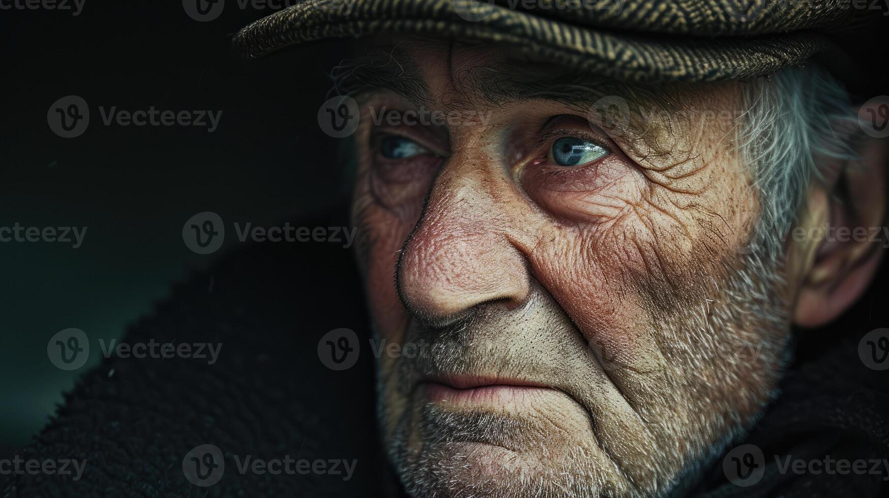 A man with a lined face and a mischievous le in his eye representing the youthful spirit that can still live on in older age photo
