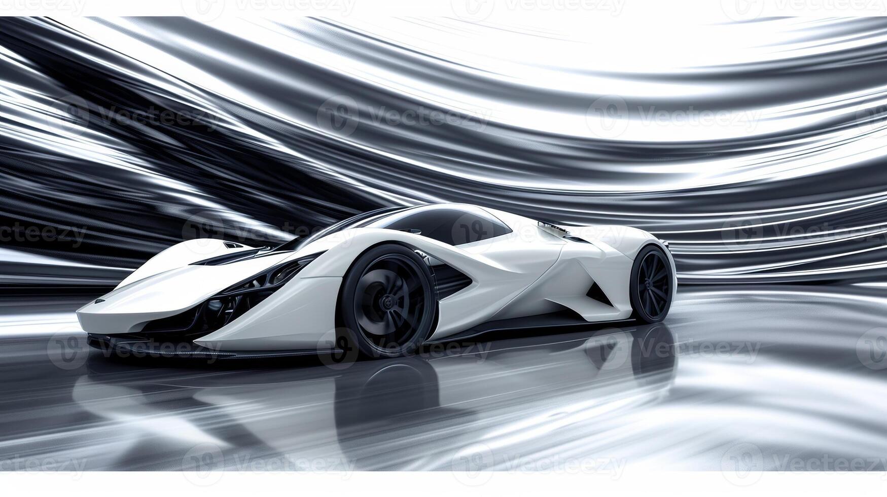 The striking contrast between the stark white and bold black as the flag moves in a blur of captivating motion photo