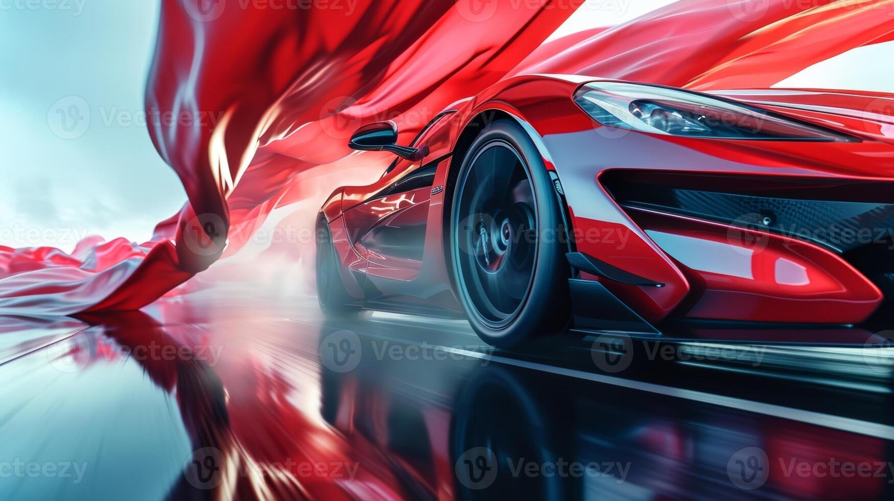 A closeup view of the flags intense motion displaying its powerful and commanding presence in every twist and turn photo
