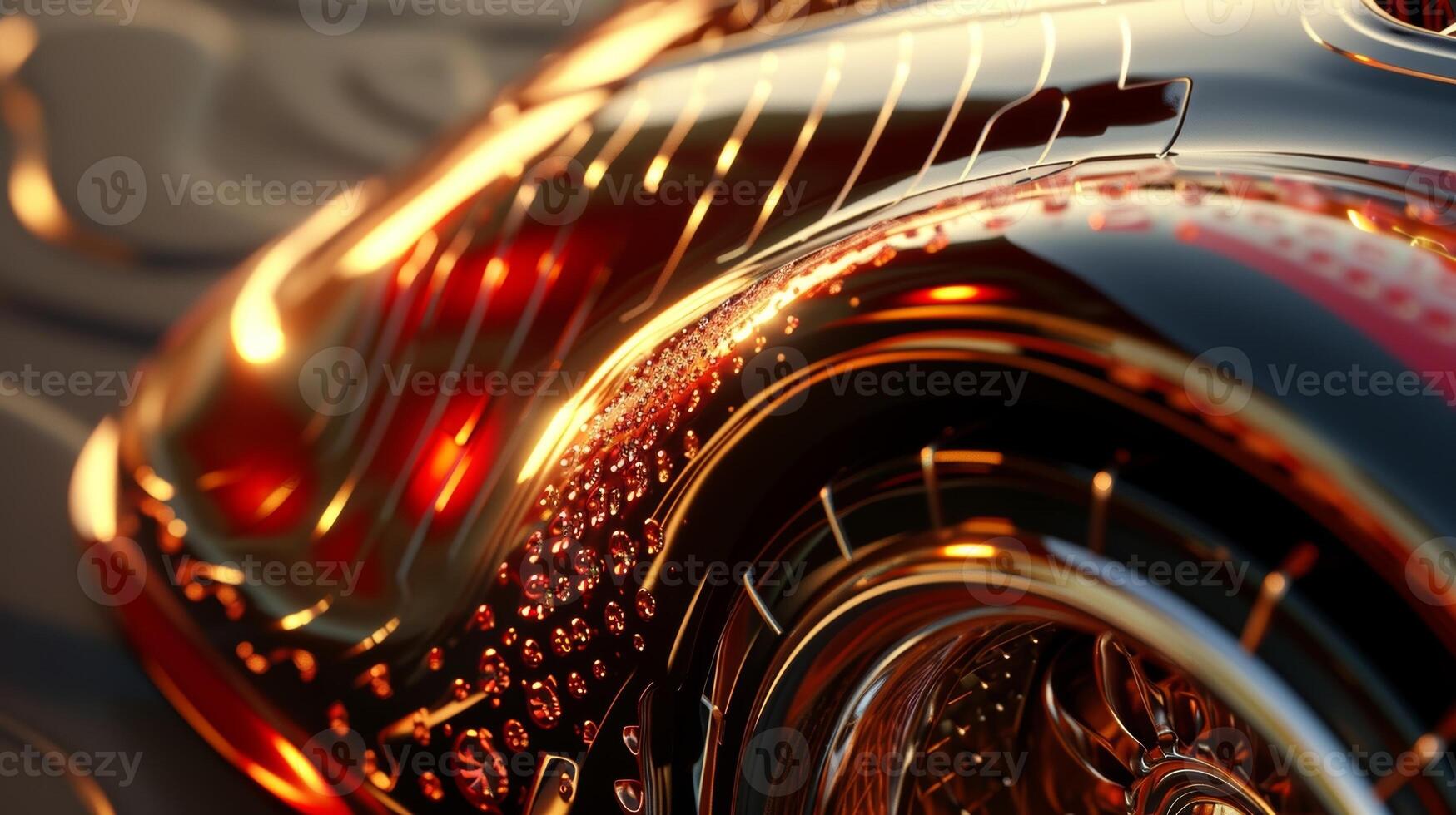 A closeup shot reveals the intricate patterns and designs within the flare adding an unexpected level of detail to this usually utilitarian car part photo