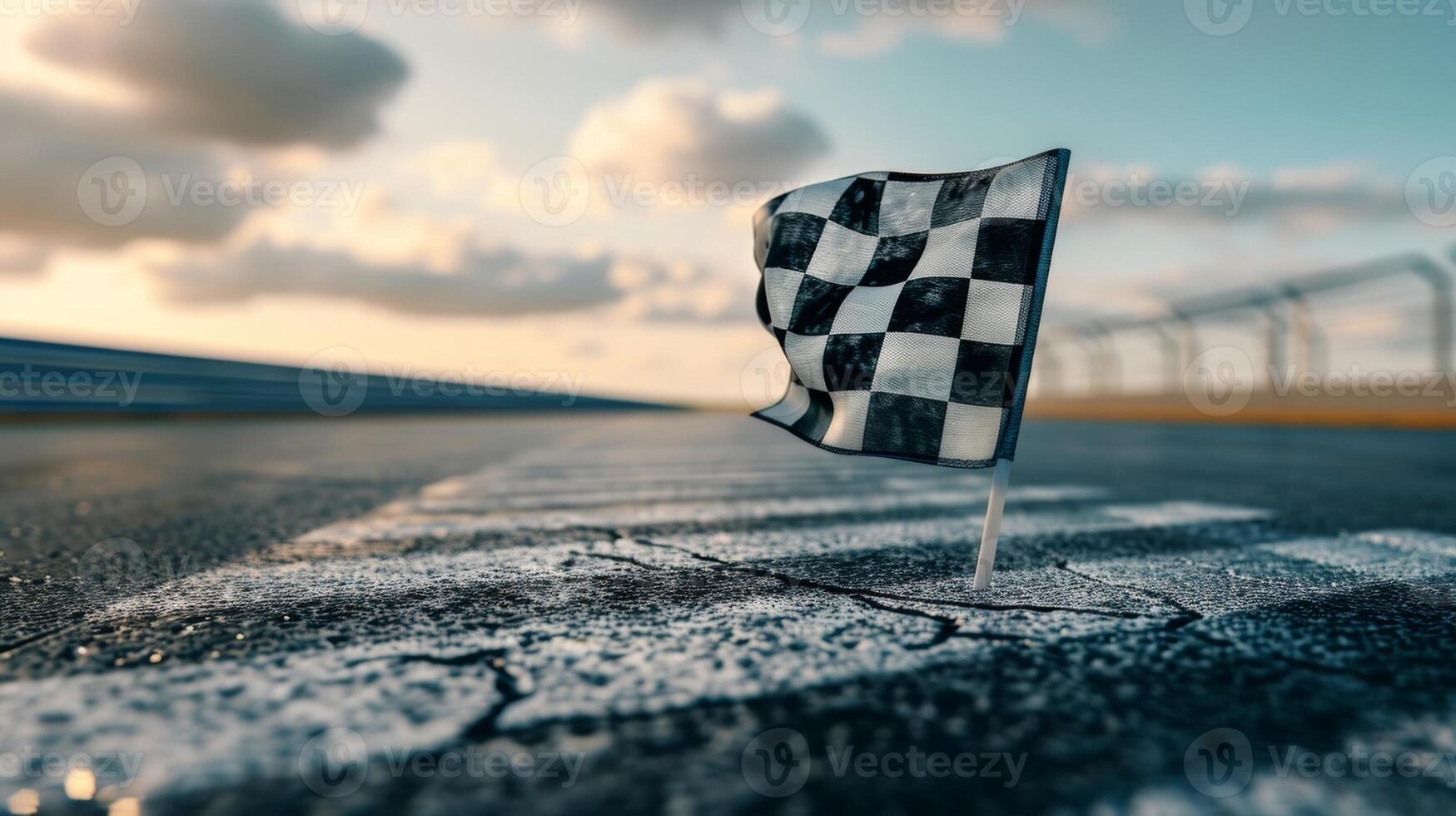 A zoomedin view of a checkered flag being gently folded and put away symbolizing the end of a season and the closing of a racing chapter photo