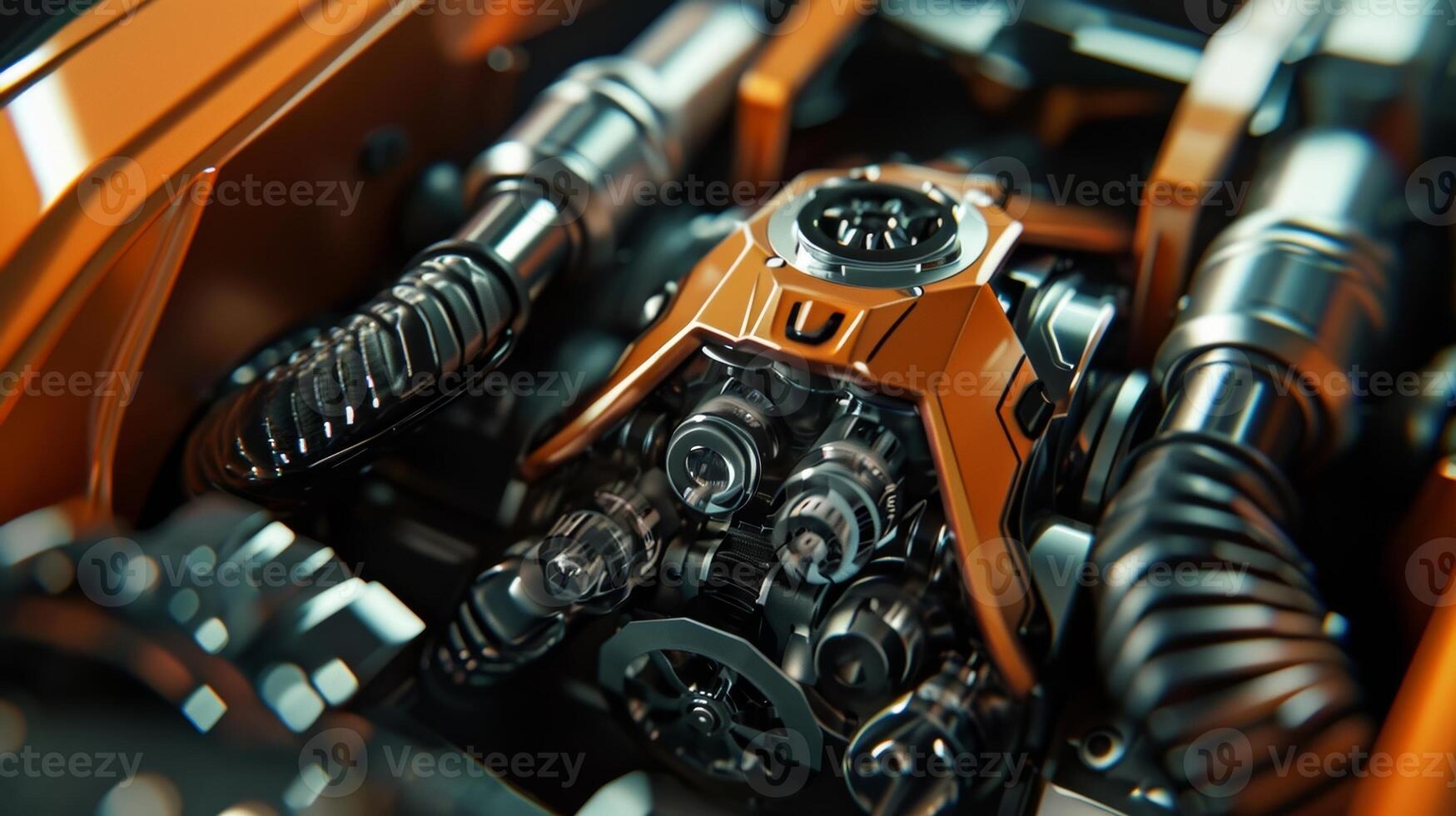 The camera slowly pans over the gear shift area revealing the intricate and precise mechanics at work photo