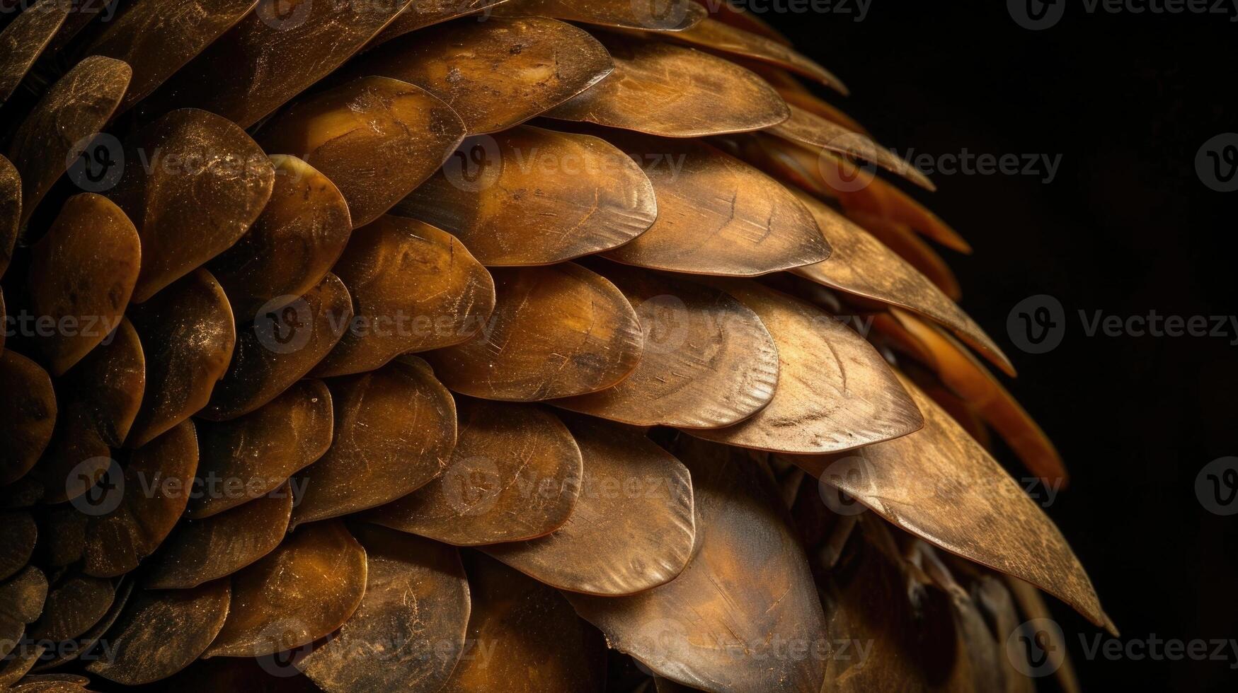 Closeup of the underside of a pangolins sharp tail which acts as a protective barrier when it curls into a ball to ward off predators photo