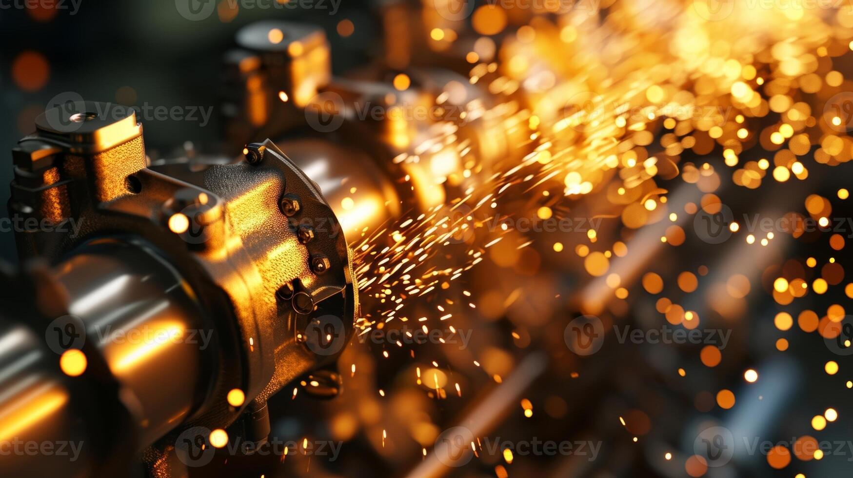 As the engine starts the spark plugs can be seen firing in sequence creating a mesmerizing display of sparks and energy photo