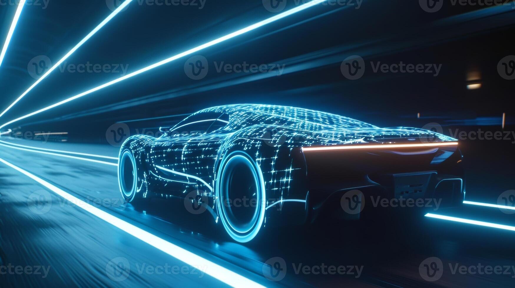 Slow motion shot of LED lights on the exterior of a car moving fluidly and creating a visually stunning light show that enhances the cars sleek design photo