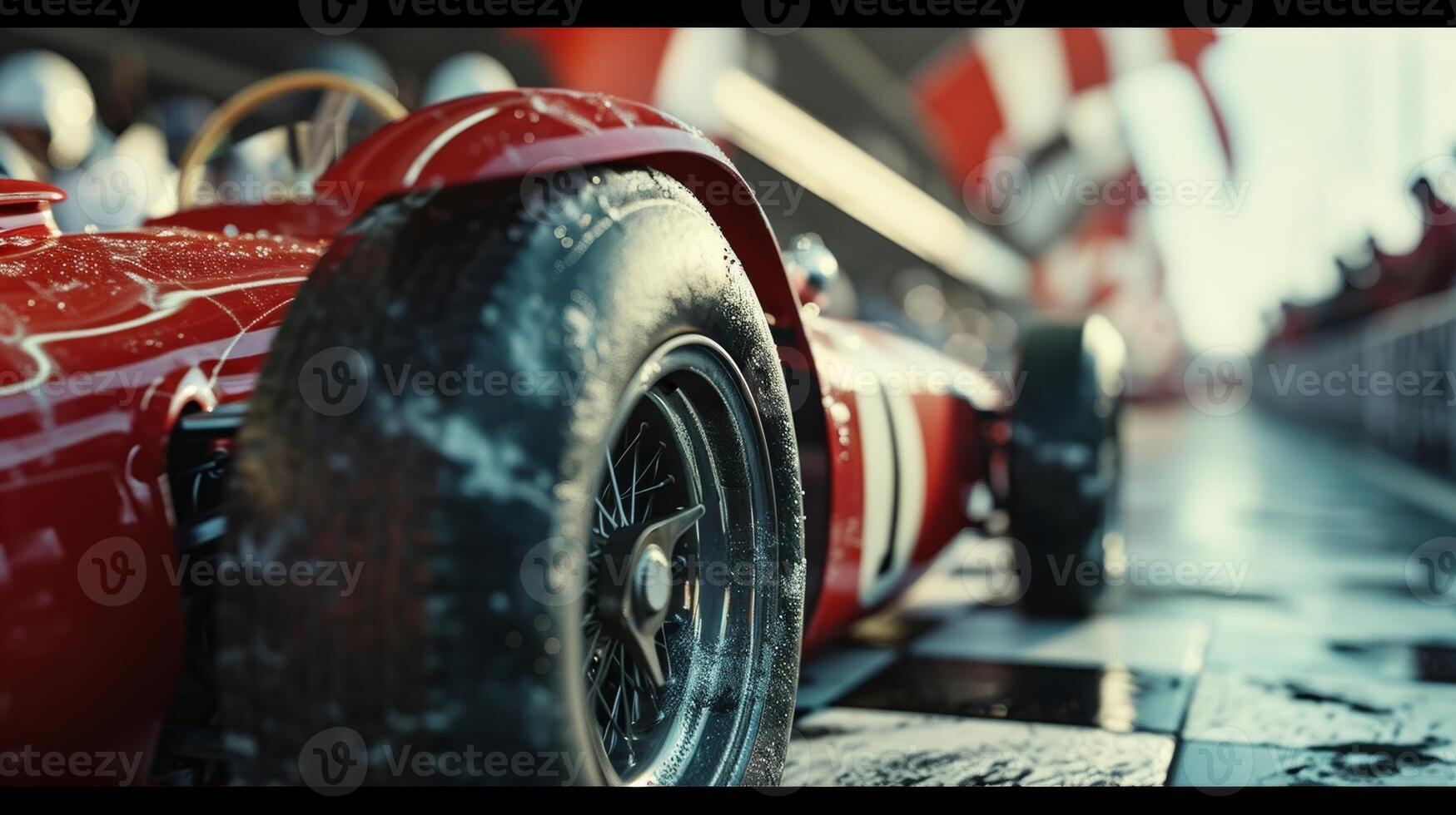 A closeup shot of a racer and their team huddled together by the checkered flag reminiscing on the countless races and memories made during their era in the sport photo