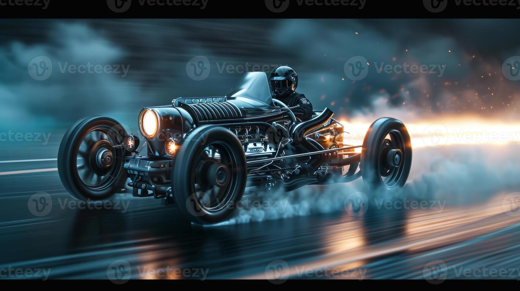 The unmistakable hissing sound of the nitrous being injected into the engine as the car revs up photo