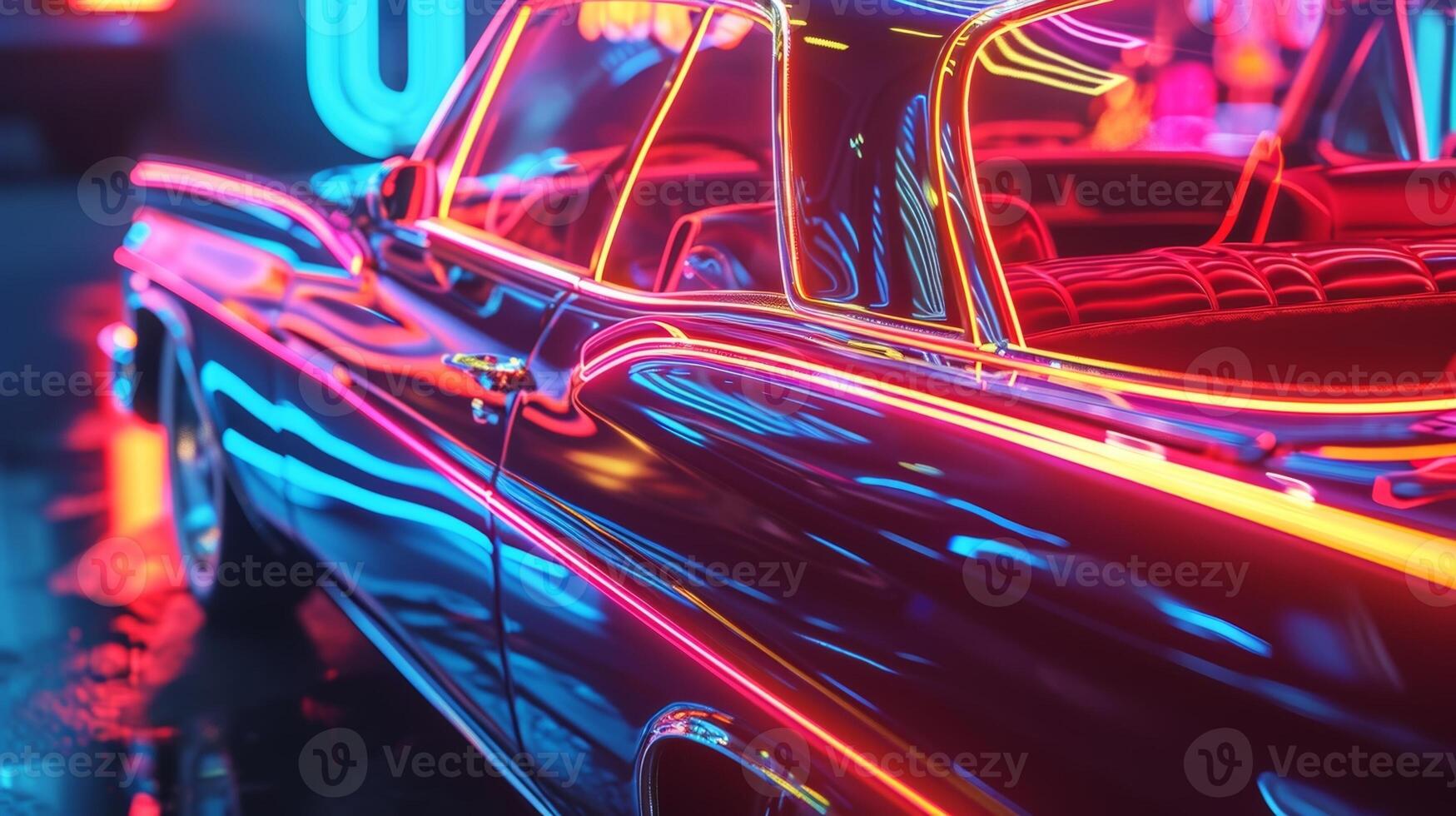 An upclose shot of neon tubes pulsating with vibrant hues evoking a futuristic and electric atmosphere photo