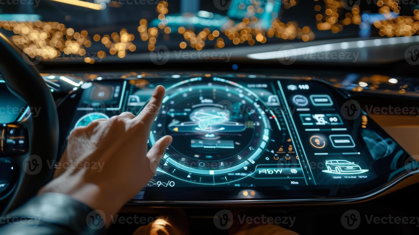 A finger taps on the camera icon and a 360degree view of the cars surroundings appears on the screen. The touch response is quick and accurate allowing for easy maneuverin photo