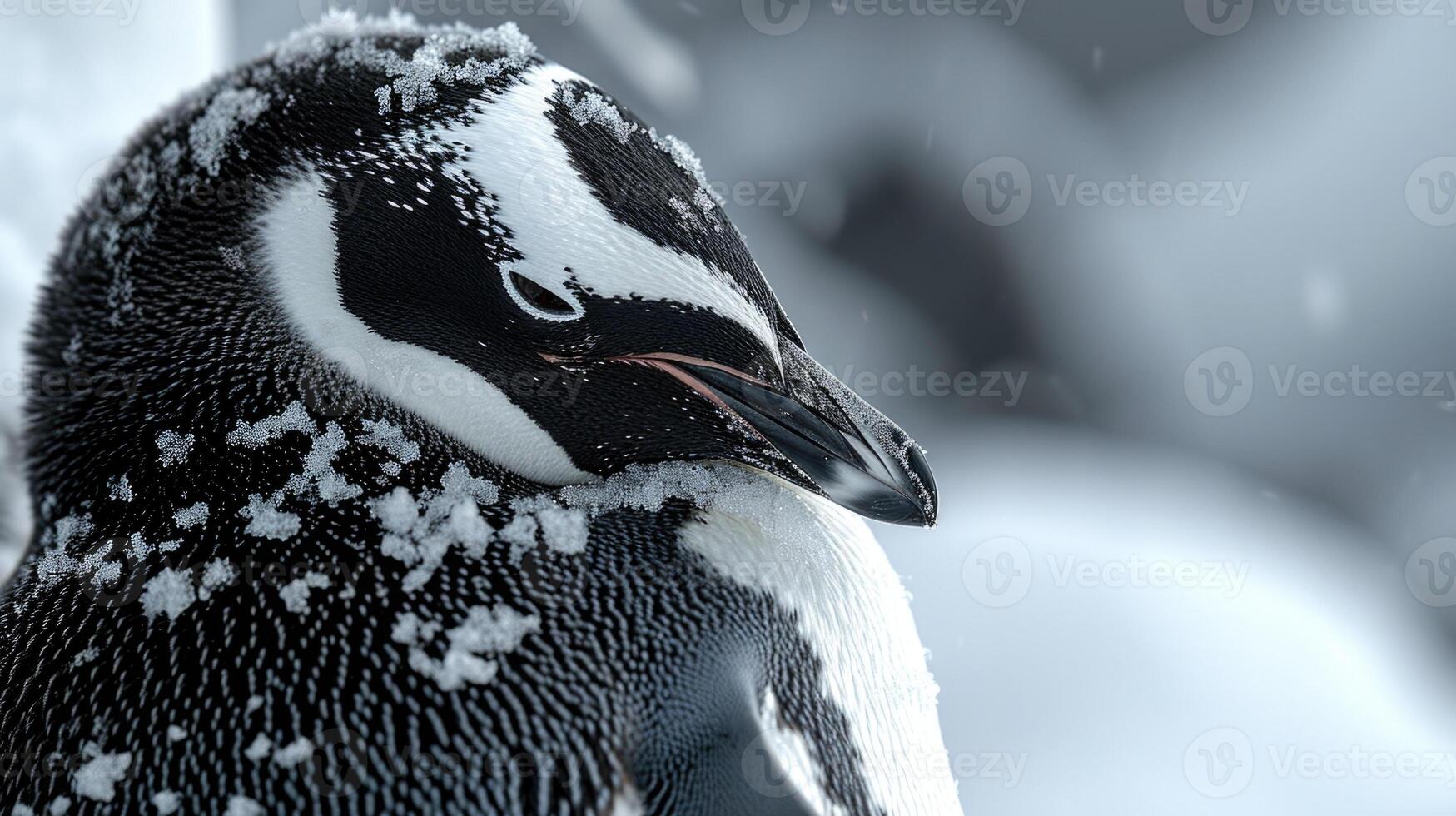 Closeup of the penguins sleek black and white feathers perfectly designed to withstand the harsh Antarctic climate photo