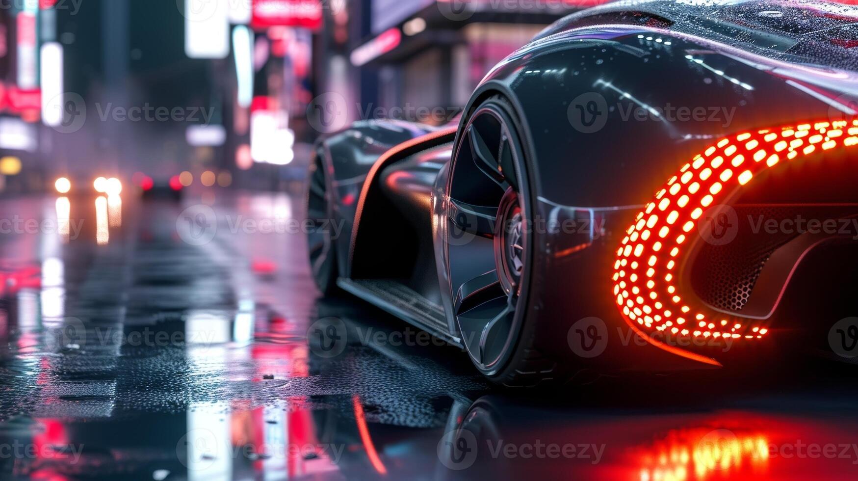 As the car comes to a stop the camera zooms in on the brake vents strategically p to cool down the brakes and prevent overheating during intense driving photo