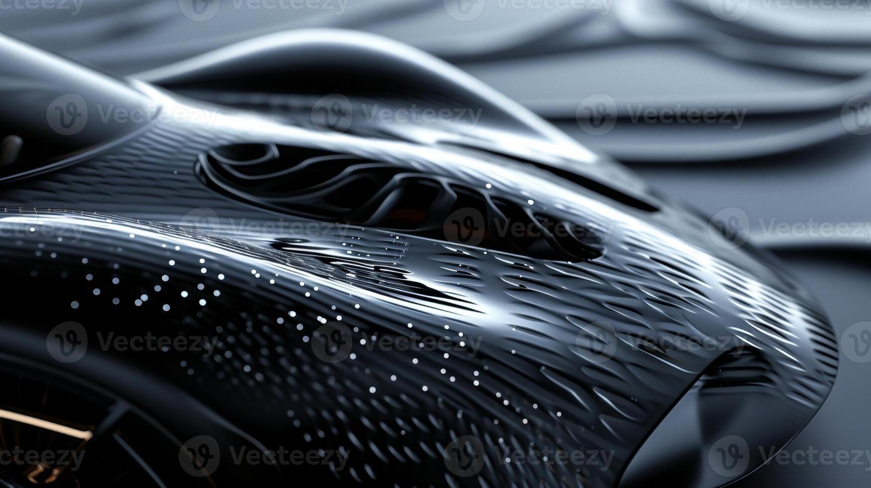 A macro shot reveals the intricate details of the cars surface highlighting the small aerodynamic features that help it through the air with minimal resistance photo