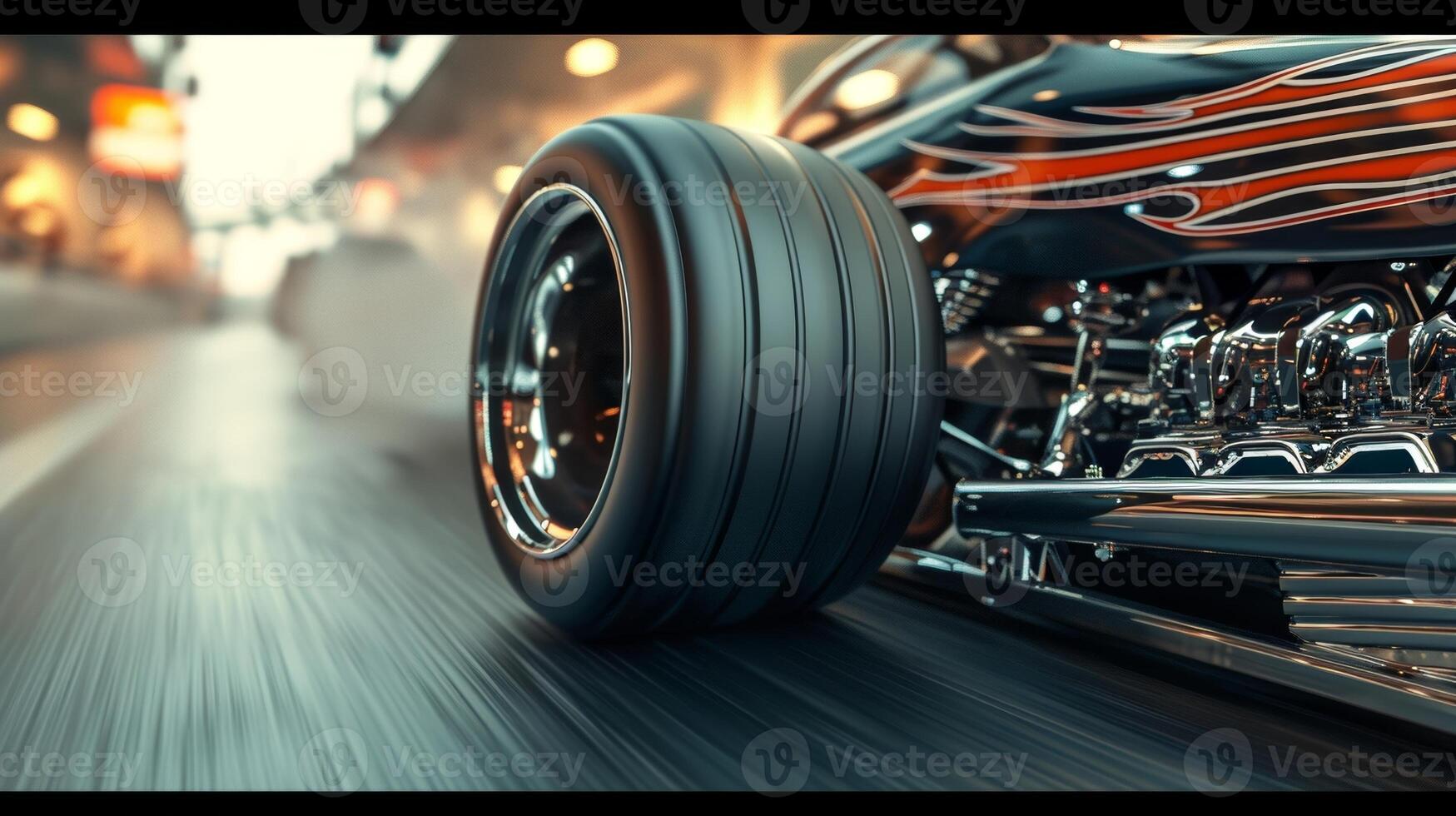 A closeup of a dragsters wheelie bars the only thing keeping the powerful machine from flipping backwards photo