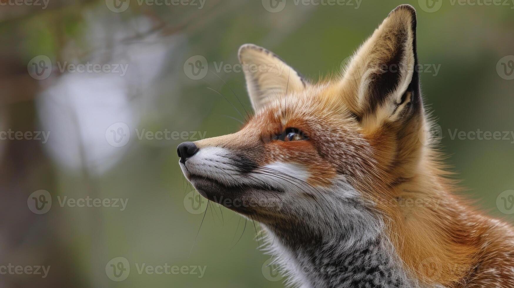 Closeup of a pair of delicate pointed ears atop a foxs head twitching in every direction as it spots its next potential prey photo