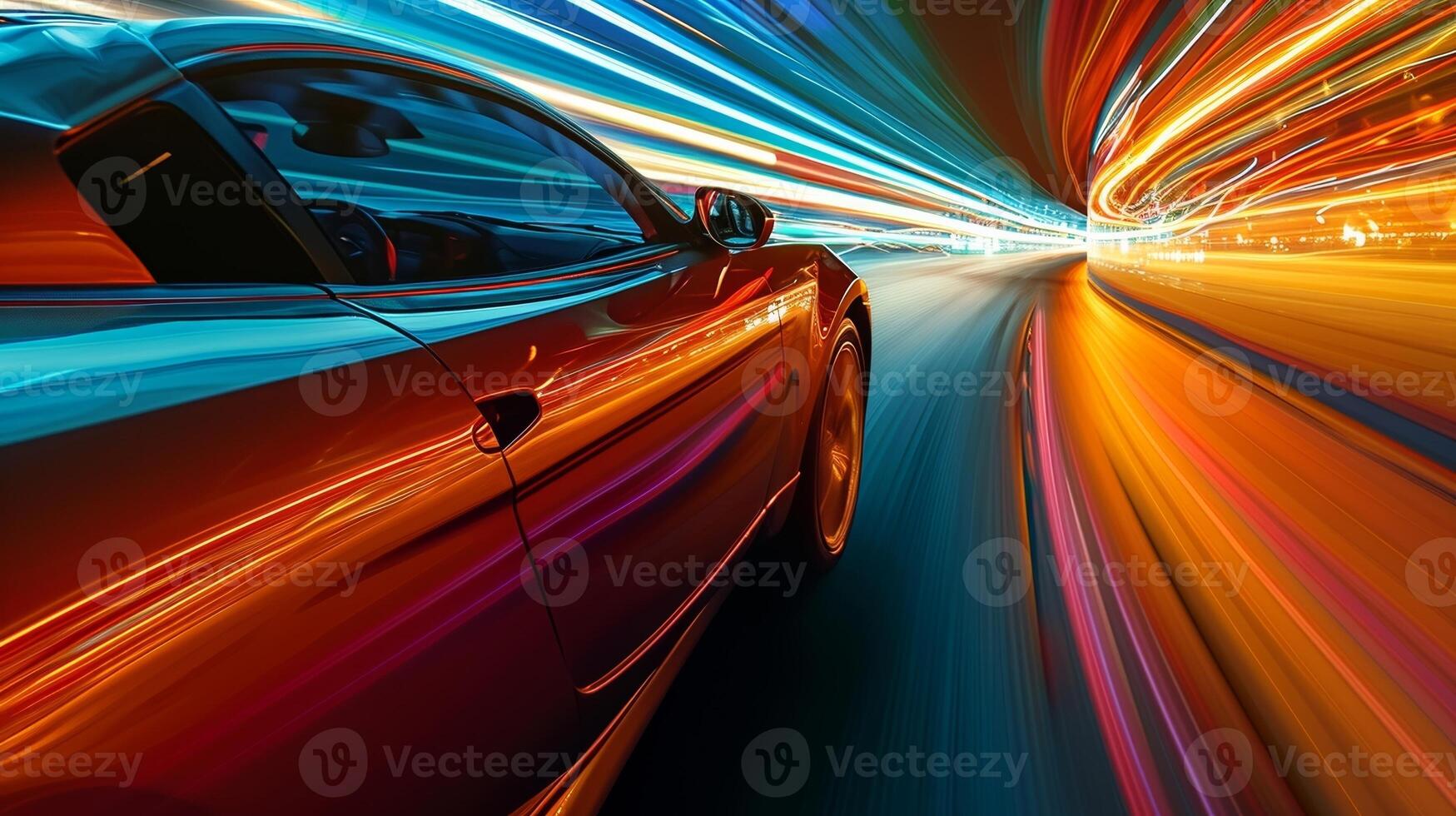 A blur of vibrant colors whizzing by showcasing the adrenalinefueled intensity of a car reaching top speeds photo