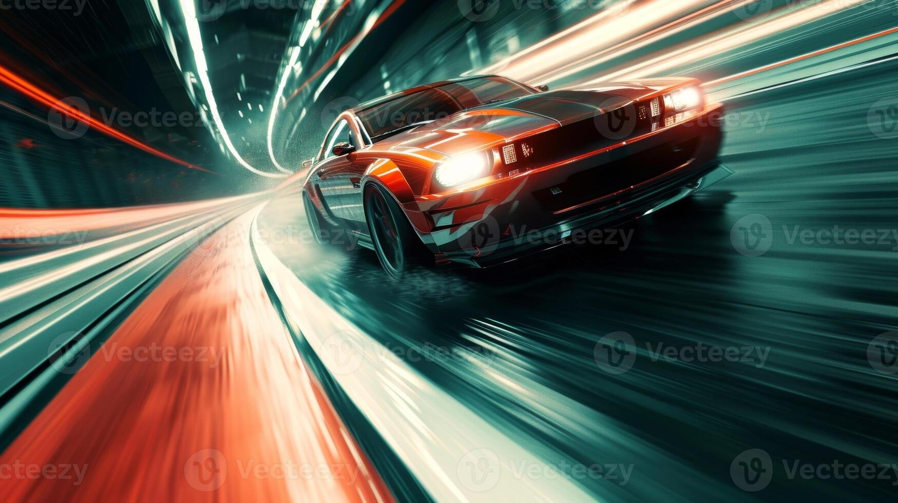 A slow panning shot of a cars front grille with the cooling flow visible as the vehicle speeds down a track ensuring that the engine does not overheat during intense racin photo