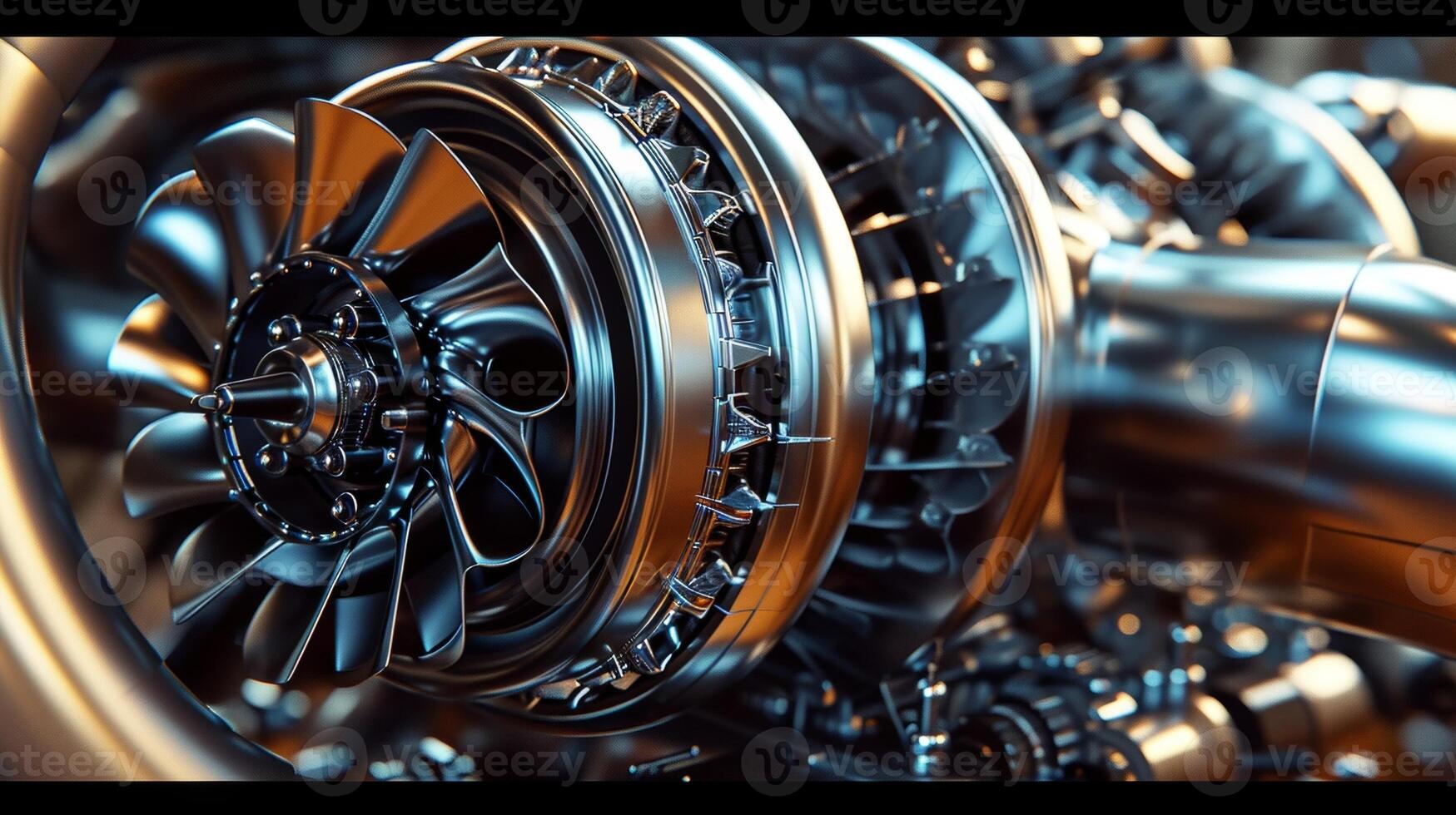 A closeup of a turbocharger reveals intricate spinning blades and piping that work together to produce immense horsepower photo