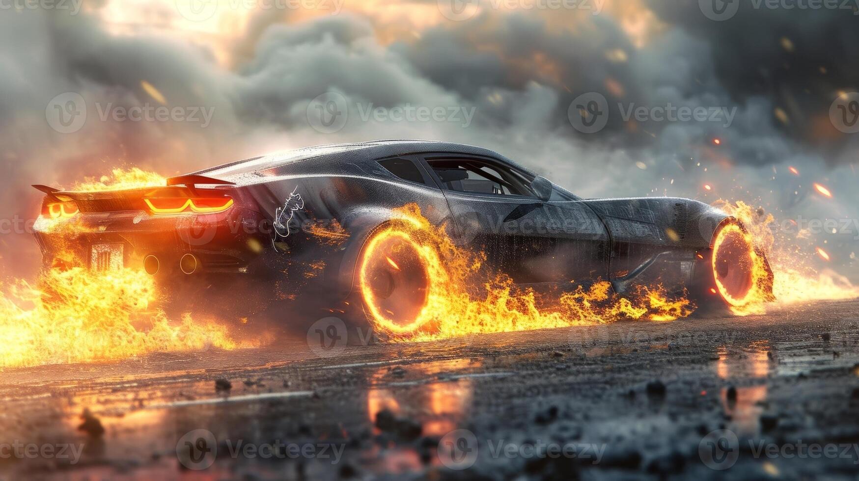 With a flick of the switch the nitro is activated and a plume of smoke and flames shoots out from the back of the car photo
