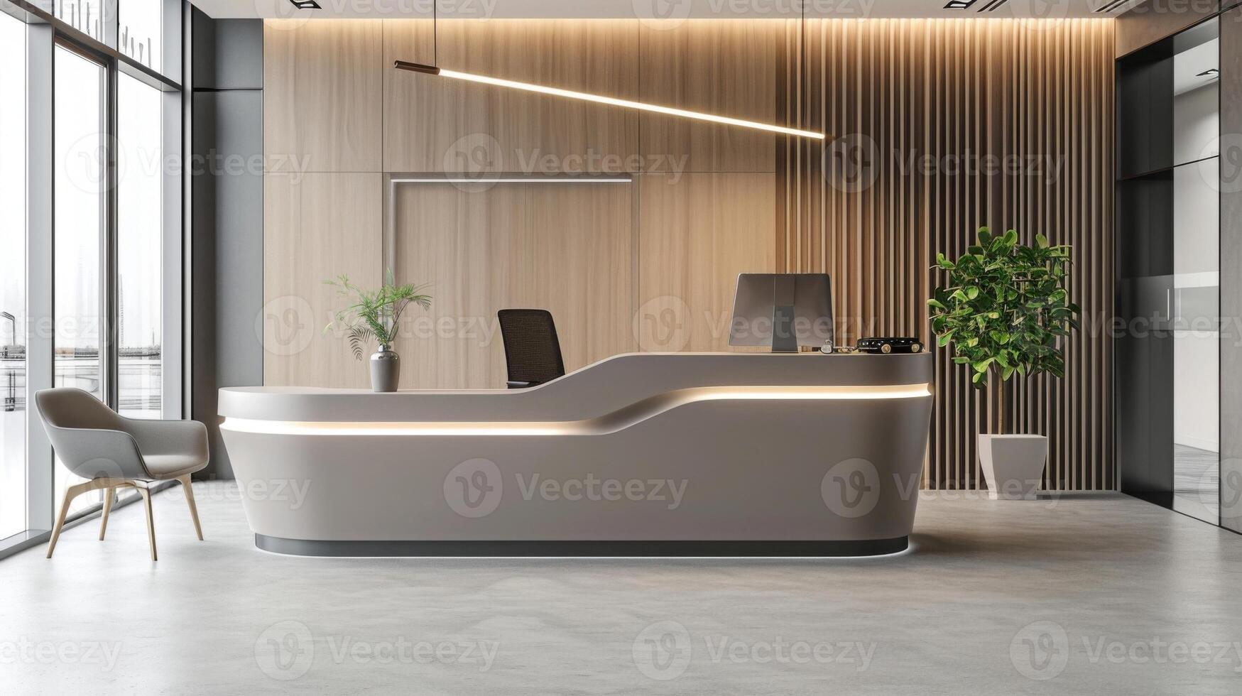 A reception desk with integrated IoT sensors for monitoring guest traffic and providing realtime data for improving the efficiency of front desk operations photo