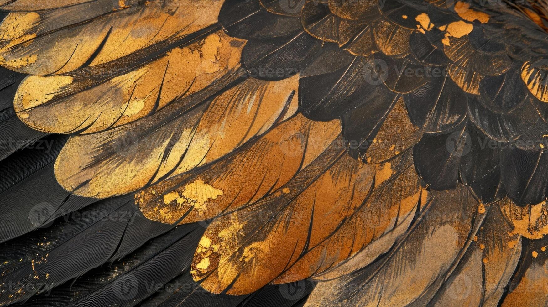 Closeup of the intricate pattern and coloring of a golden eagles feathers a perfect blend of earth tones and hints of glittering gold photo