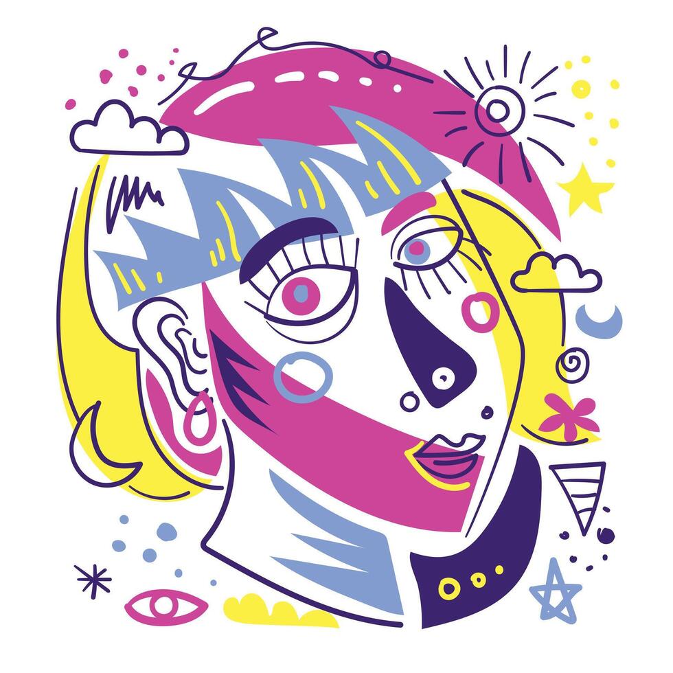 Unique Abstract Woman Face Illustration vector