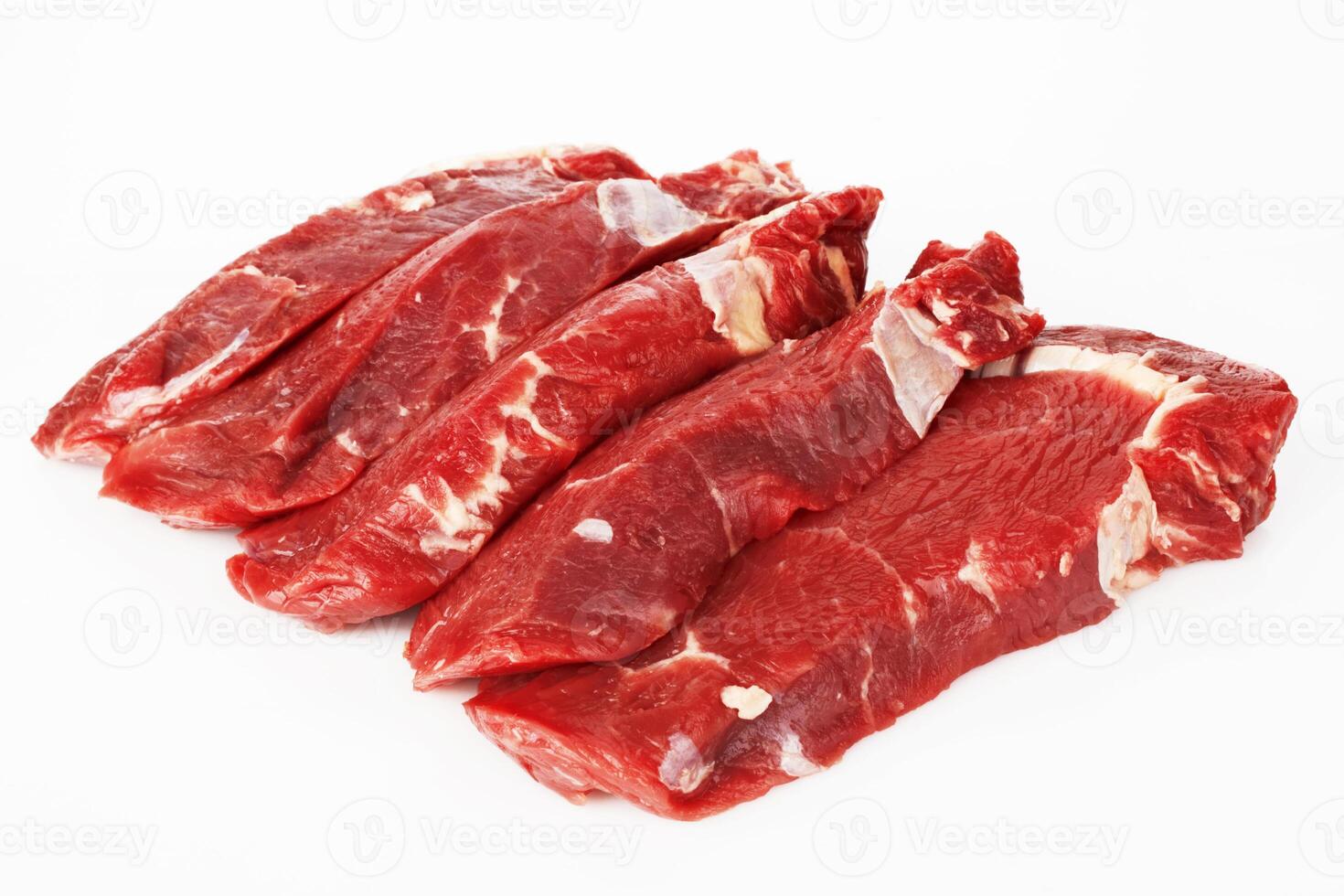 the pieces of raw fillet steaks photo