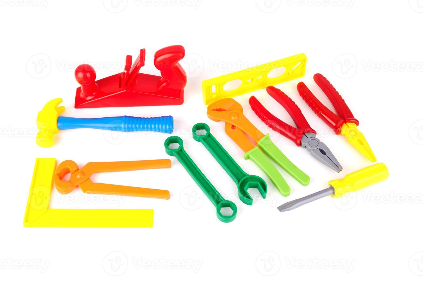 toy tools on white photo