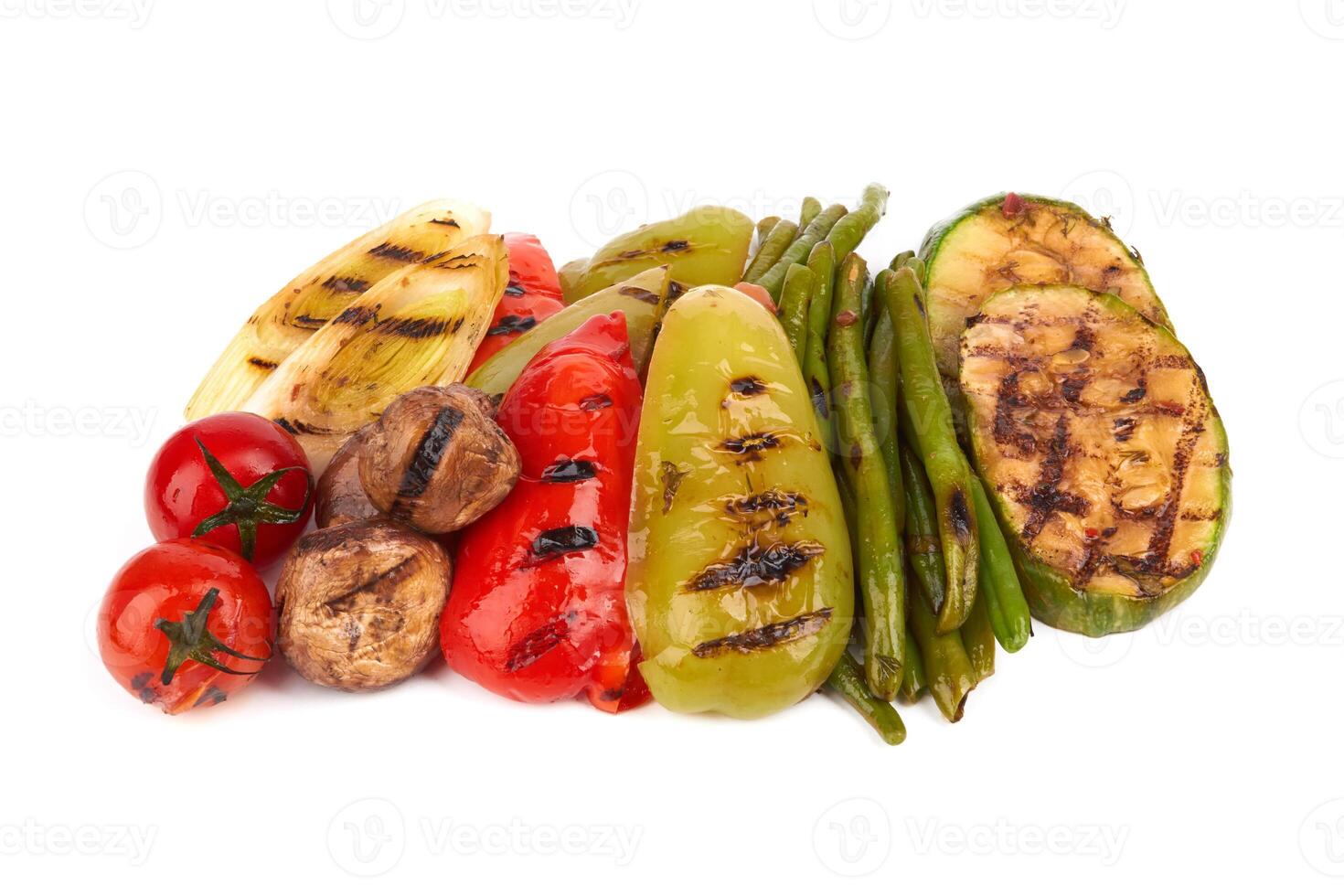 grilled vegetables on white photo