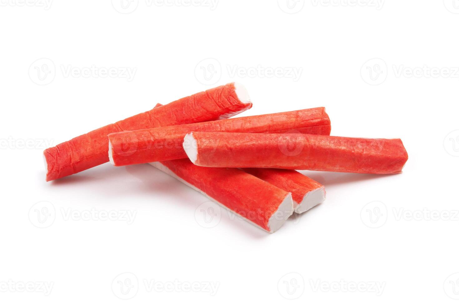 Crab sticks on white photo