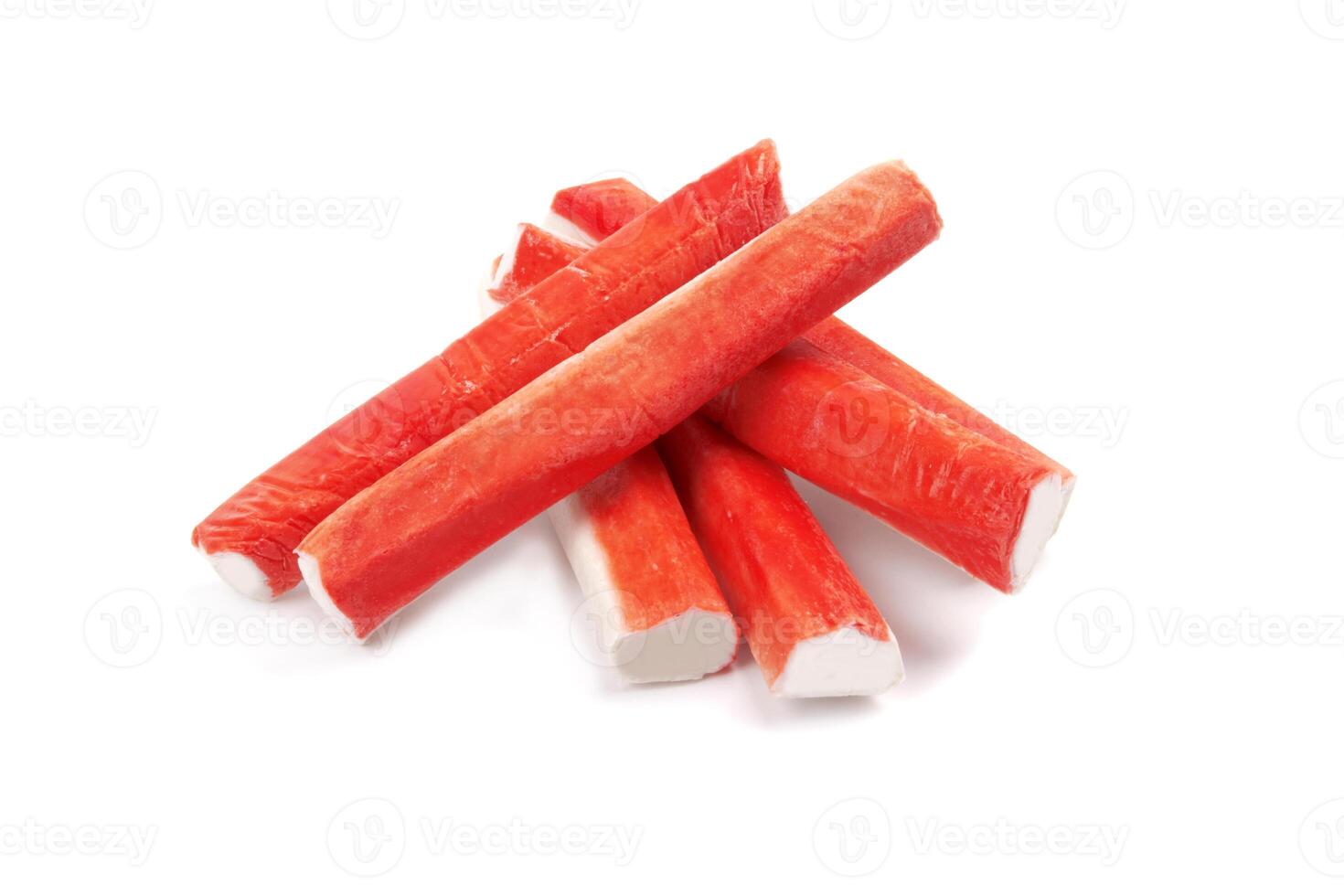Crab sticks on white photo