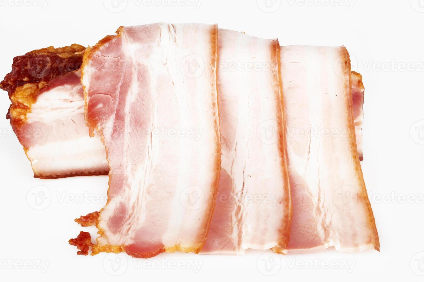 Smoked bacon on white photo