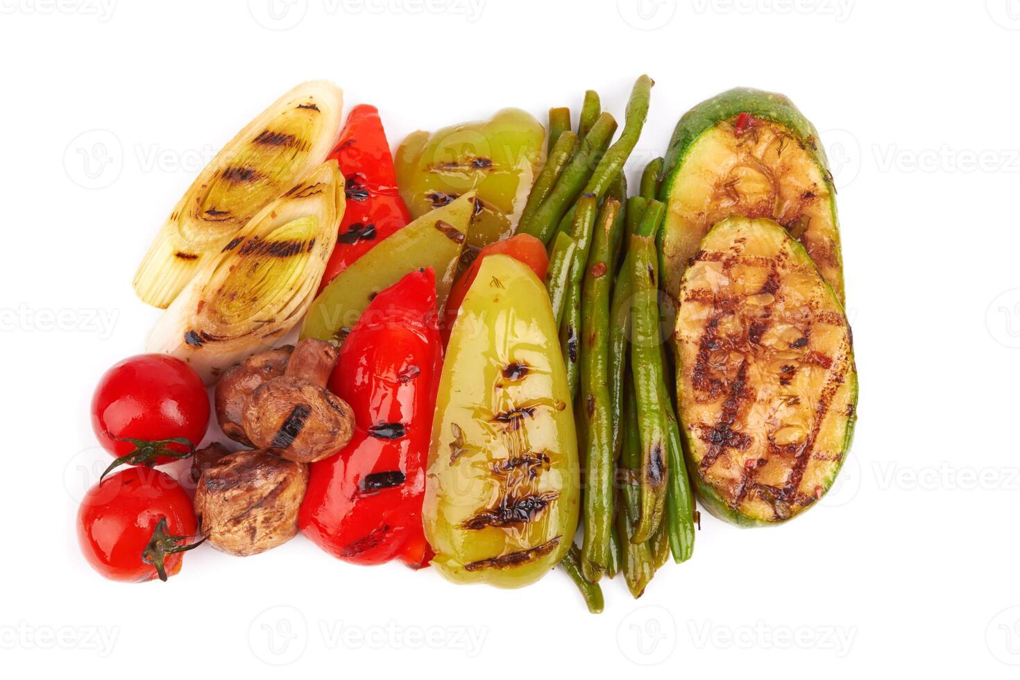 grilled vegetables on white photo