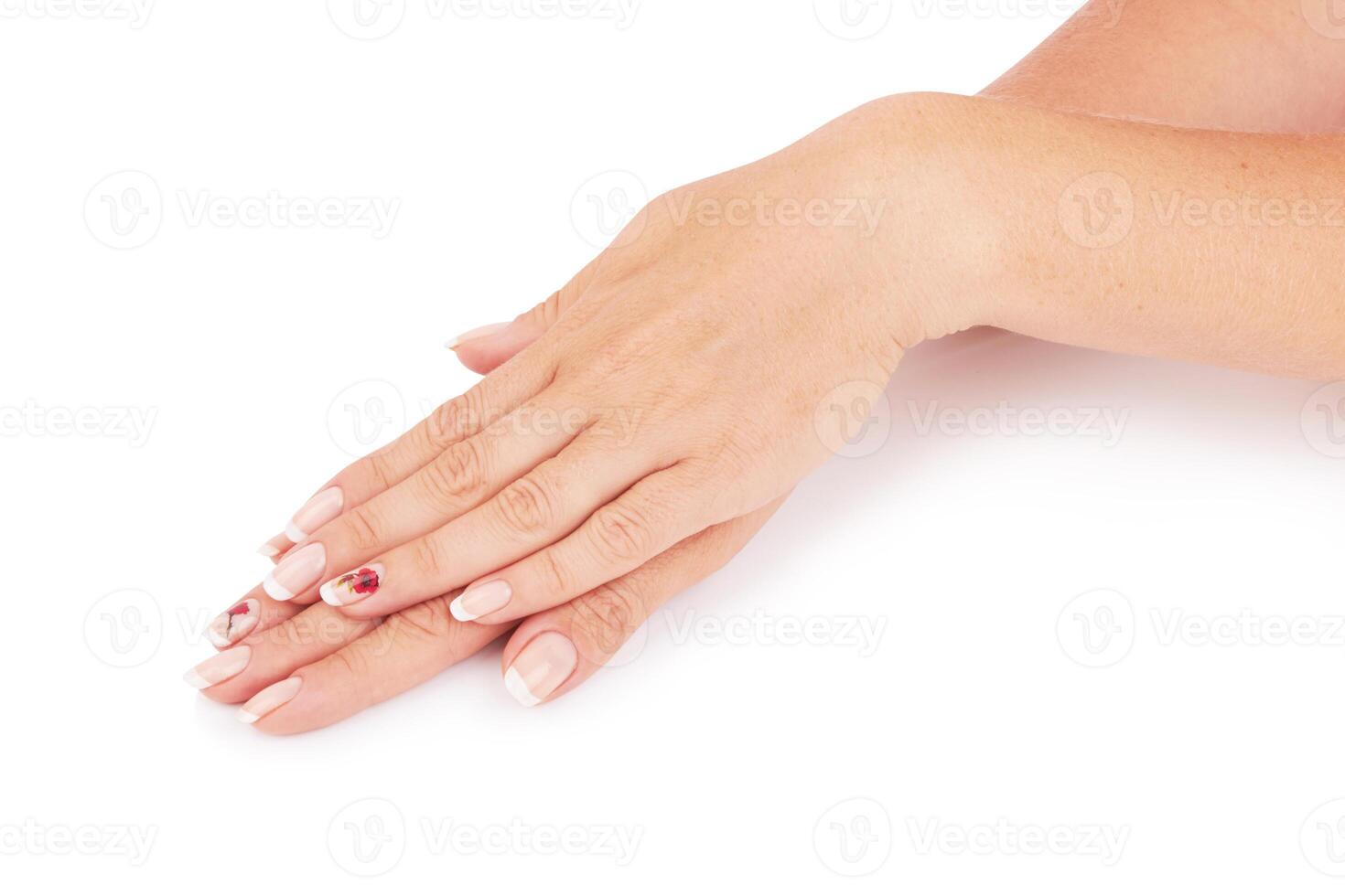 Hand on white photo