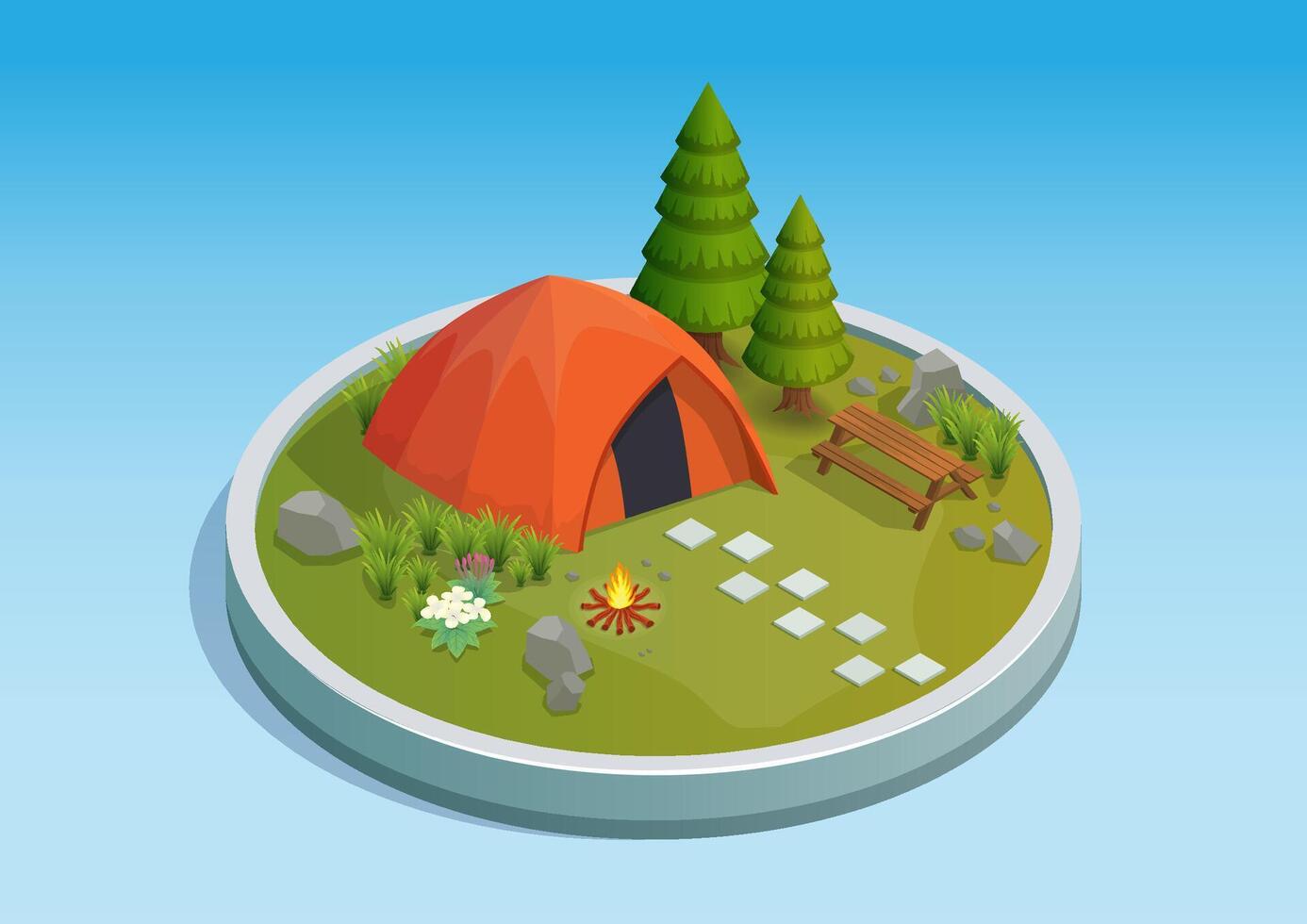 Isometric illustration of a camp vector