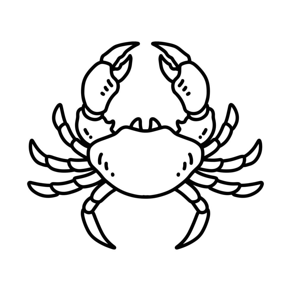 Crab black line icon illustration white background vector