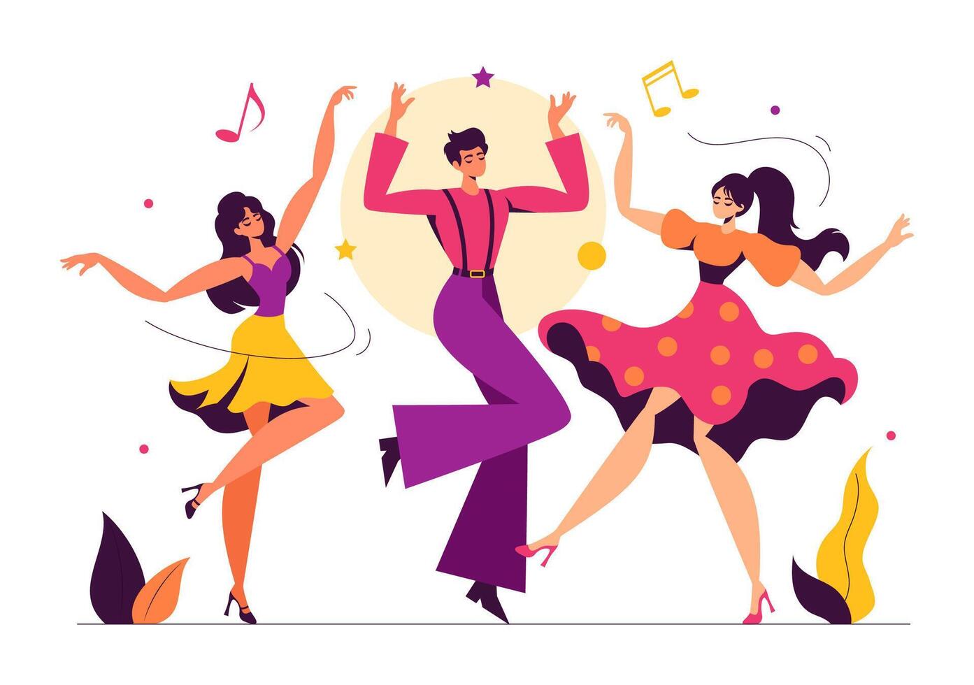 Illustration of a Hip-Hop Dancer Performing Moves in a Cartoon Background vector