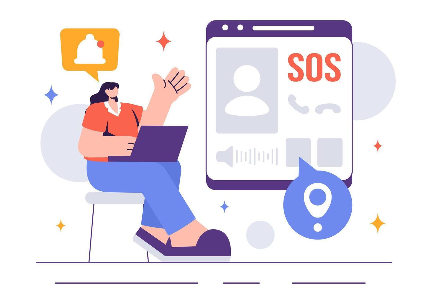 Rescue SOS Illustration Depicting People in Urgent Need of Help in Emergency Scenarios like Being Lost or Stranded vector
