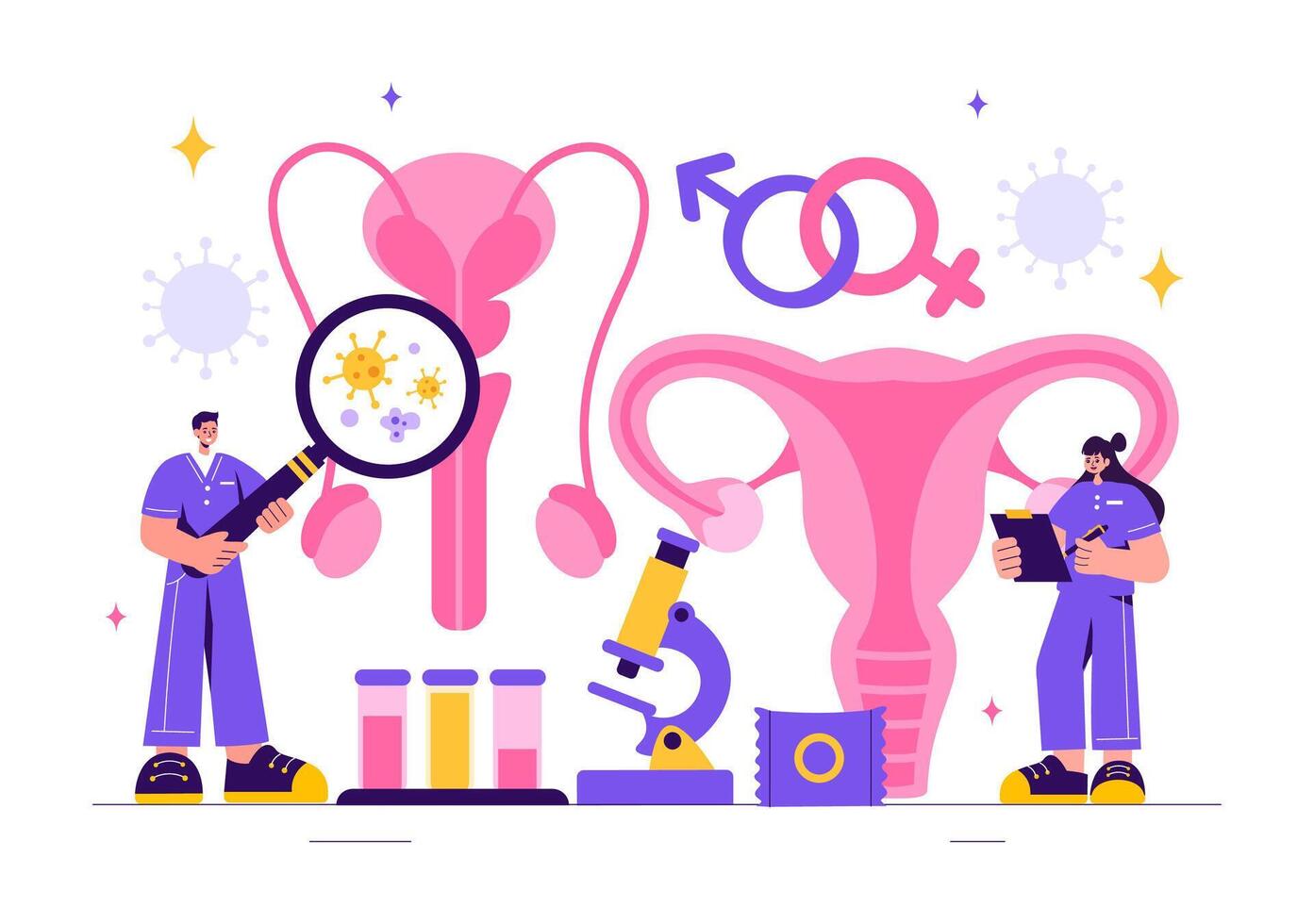 Art of a Venereologist Diagnosing Sexually Transmitted and Skin Diseases vector