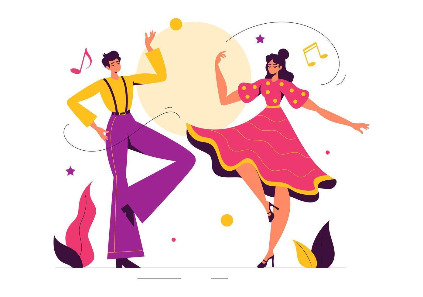 Illustration of a Salsa Dancer Performing on Stage in a Cartoon Background vector