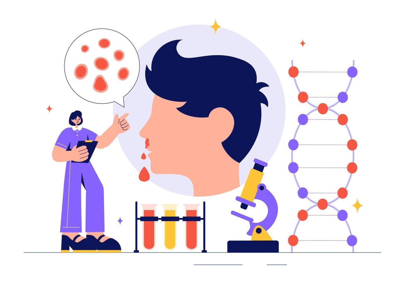 Illustration of Hemophilia Treatment with Doctor Checking Blood Clotting Issues in Healthcare vector